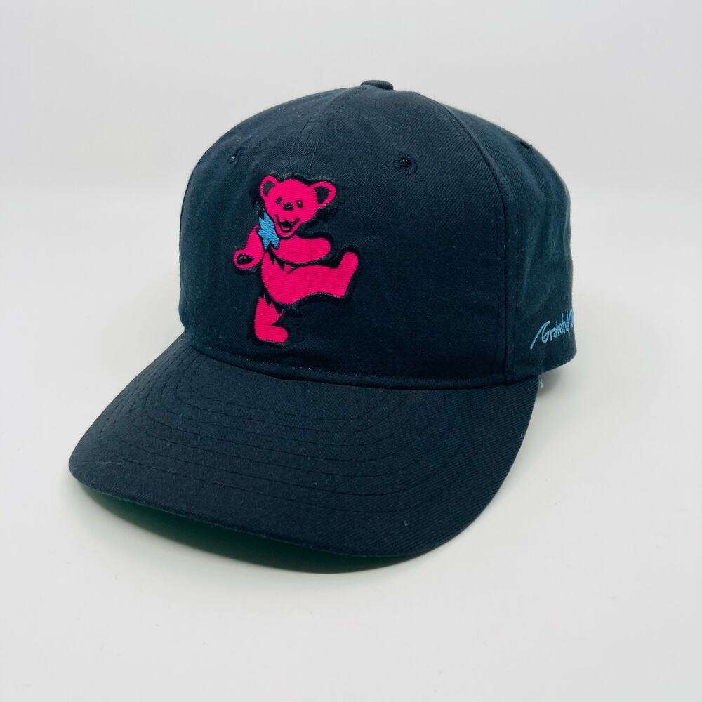 Vintage Grateful Dead Snapback Hat Bear Black Wool Roman USA Made Rare